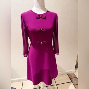 Ted Baker London Purple Bow Dress Size 1 (US 4- 6)